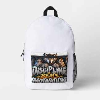 Discipline Beats Motivation Lion Motivational Gym Printed Backpack