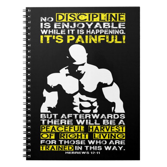 DISCIPLINE - Bodybuilding Workout Motivational Notebook (Front)