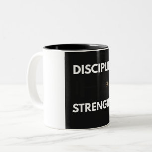 Discipline Builds Strength Powerlifting Gym Motiva Two-Tone Coffee Mug