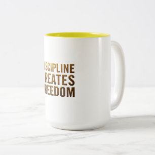 Discipline Creates Freedom Fitness Motivation Mi Two-Tone Coffee Mug