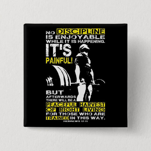 DISCIPLINE - Deadlift Workout Motivational 15 Cm Square Badge (Front)