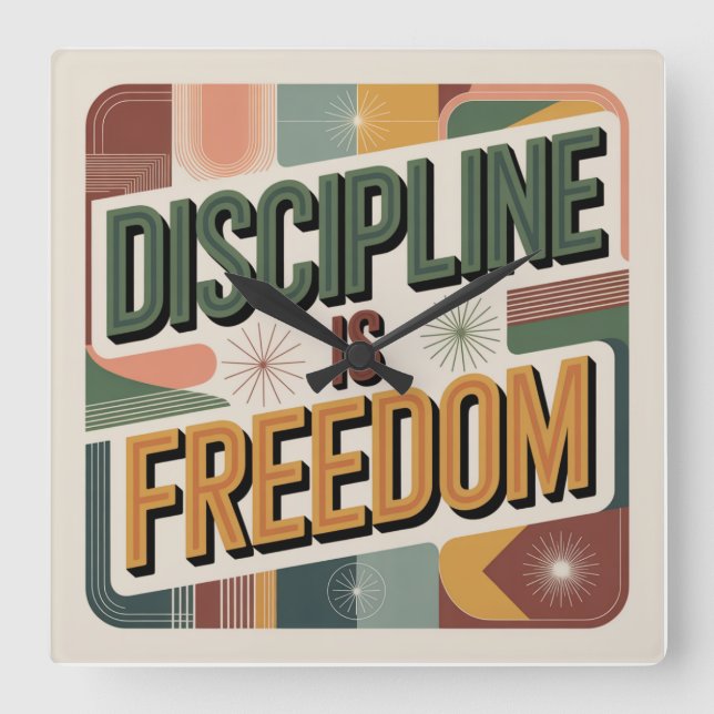 Discipline Is Freedom Square Wall Clock (Front)