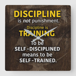 Discipline Is Training - Workout Gym Inspirational Square Wall Clock