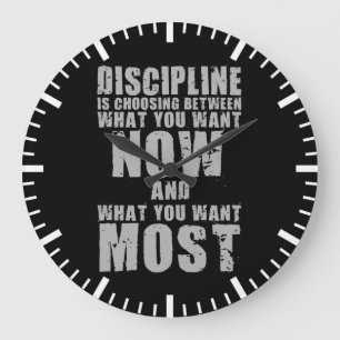 DISCIPLINE - Motivational Words Large Clock
