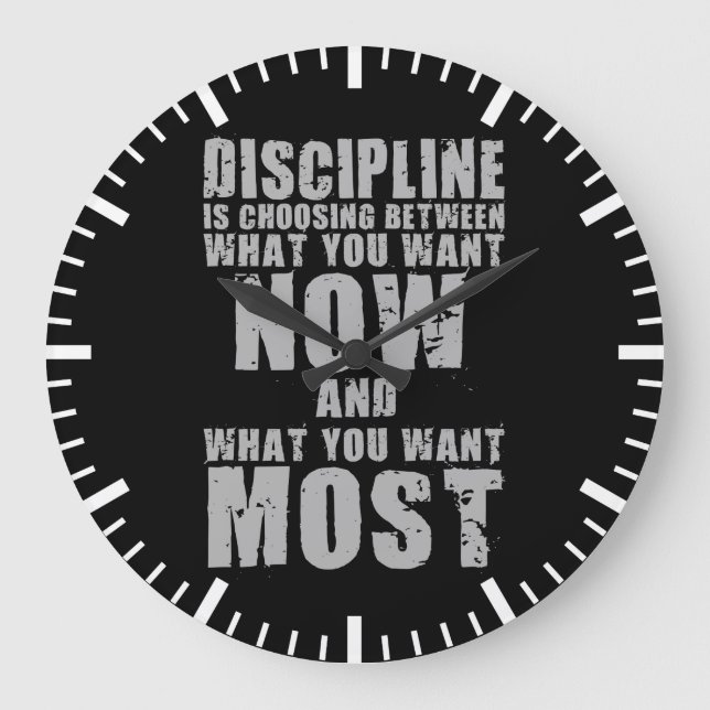 DISCIPLINE - Motivational Words Large Clock (Front)