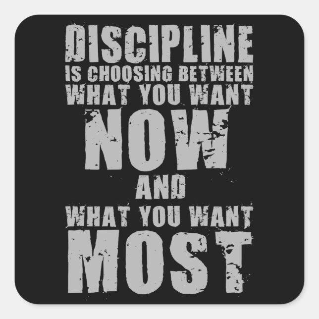 DISCIPLINE - Motivational Words Square Sticker (Front)