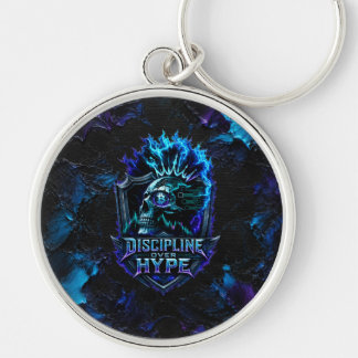 Discipline Over Hype Bitcoin Blue Brushstroke Key Ring