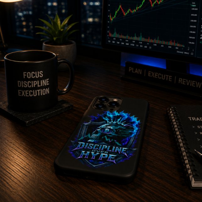 Discipline Over Hype Bitcoin Crypto Mindset Design Case-Mate iPhone Case (Product image shown for illustration purposes only.)