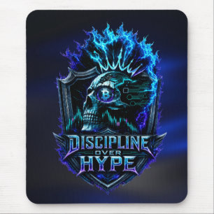 Discipline Over Hype Blue Glow Bitcoin Crypto Mouse Pad