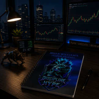 Discipline Over Hype Blue Glow Bitcoin Crypto Notebook