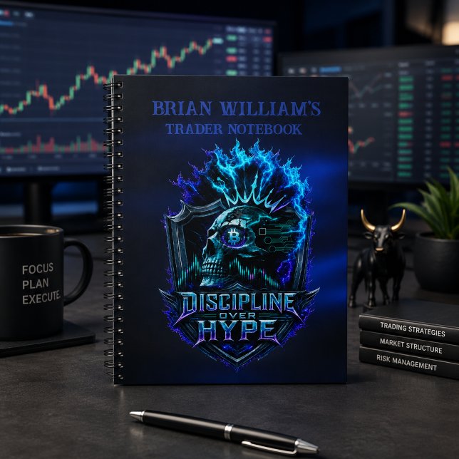 Discipline Over Hype Blue Glow Bitcoin Crypto  Notebook (Product image shown for illustration purposes only.)