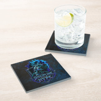 Discipline Over Hype Blue Grunge Bitcoin Glass Coaster