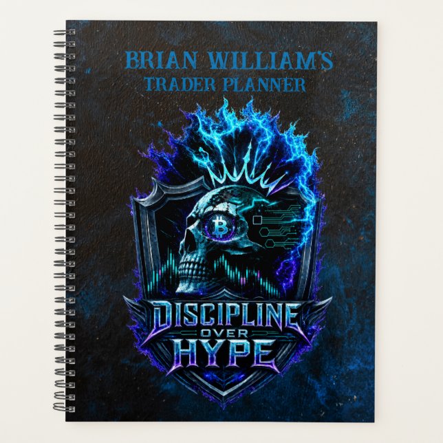 Discipline Over Hype Blue Grunge Bitcoin  Planner (Front)