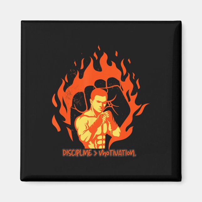 Discipline Over Motivation Boxing Strength  Magnet (Front)