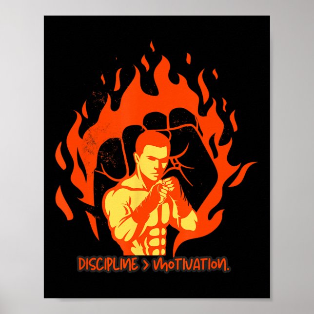 Discipline Over Motivation Boxing Strength  Poster (Front)