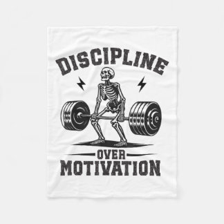 Discipline Over Motivation Gym Motivational Traini Fleece Blanket