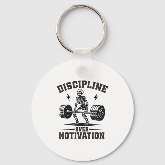 Discipline Over Motivation Gym Motivational Traini Key Ring (Front)