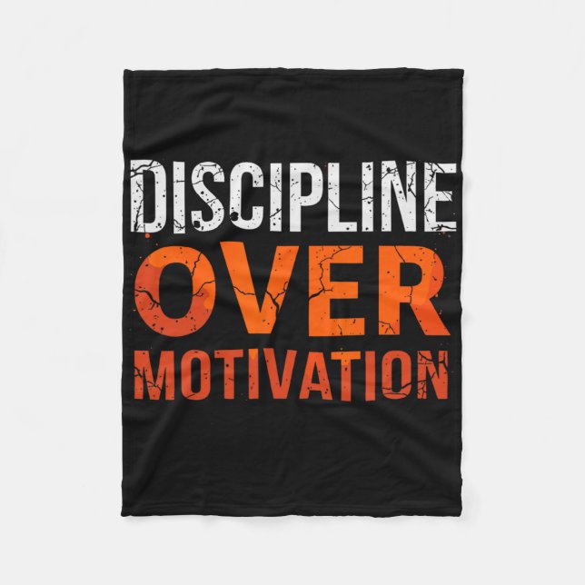 Discipline Over Motivation Gym Workout Tee Weightl Fleece Blanket (Front)