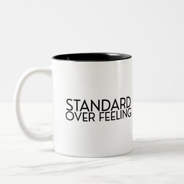Discipline Over Motivation Minimalist  Two-Tone Coffee Mug (Left)