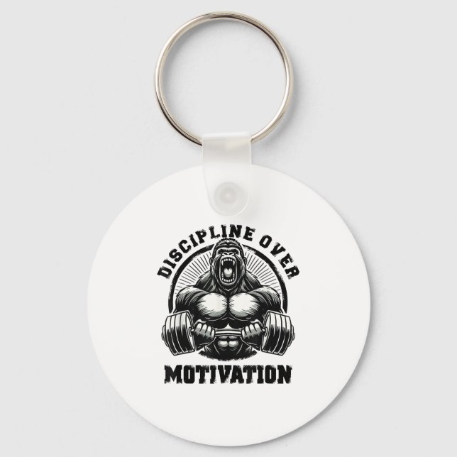 Discipline Over Motivation Weightlift Gym Quotes G Key Ring (Front)