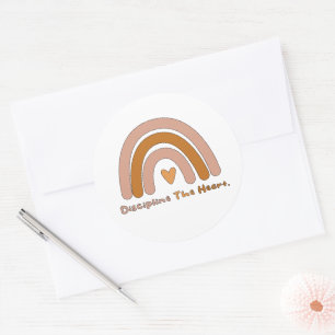 Discipline the heart motivational colourful rainbo classic round sticker