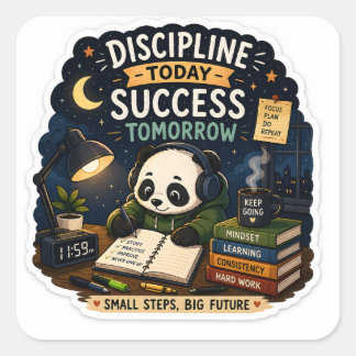 Discipline Today Success Tomorrow Panda Sticker |