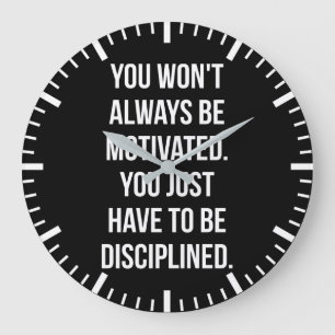 Discipline vs Motivation - Inspirational Workout Large Clock