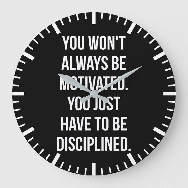 Discipline vs Motivation - Inspirational Workout Large Clock (Front)