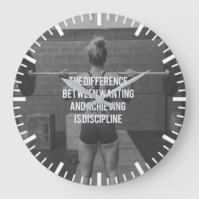 Discipline - Wanting vs Achieving, Women's Fitness Large Clock (Front)