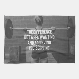 Discipline - Wanting vs Achieving, Women's Fitness Tea Towel