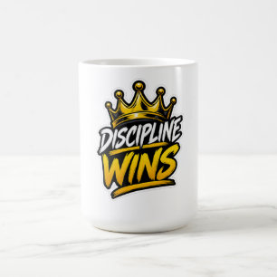 Discipline Wins Crown Motivation Gym Workout Desig Coffee Mug