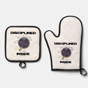 Disciplined Eye (I) Inside Eyeball Anatomy Humor Oven Mitt & Pot Holder Set