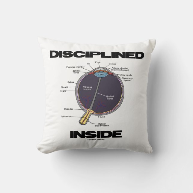 Disciplined Eye (I) Inside Eyeball Anatomy Humour Cushion (Front)