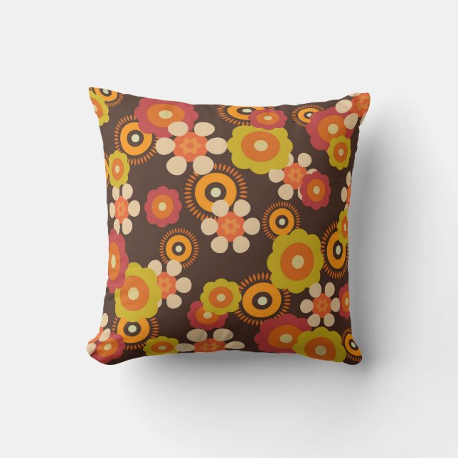 Disco 70s 60s Retro Flowers Pop Culture Cushion (Front)