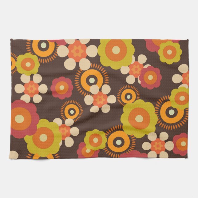 Disco 70s 60s Retro Flowers Pop Culture Tea Towel (Horizontal)