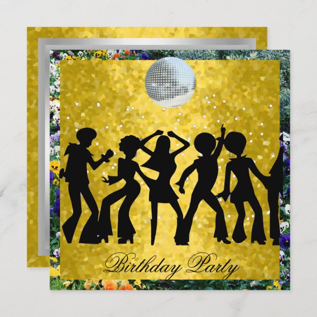 Disco 70's Birthday Party  Retro 2 Invitation (Front/Back)