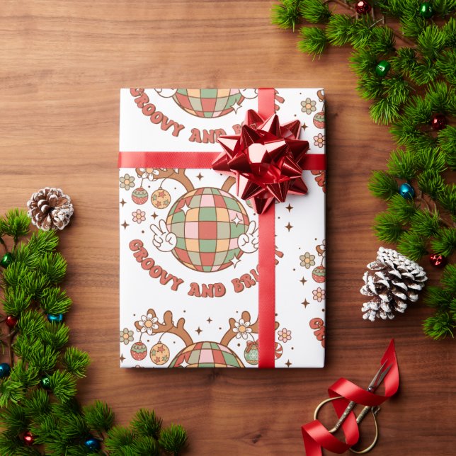 Disco 70s Retro Groovy And Bright Christmas Wrapping Paper (Holiday Gift)