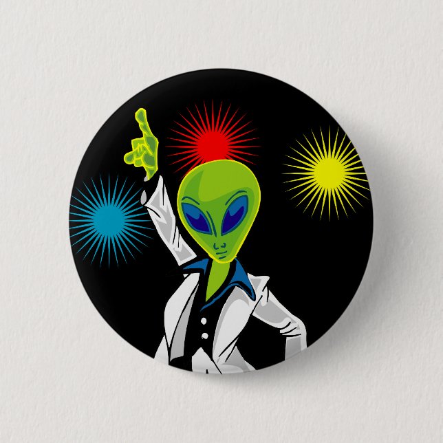 Disco Alien 6 Cm Round Badge (Front)