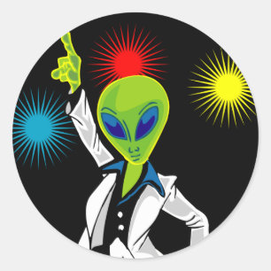 Disco Alien Classic Round Sticker