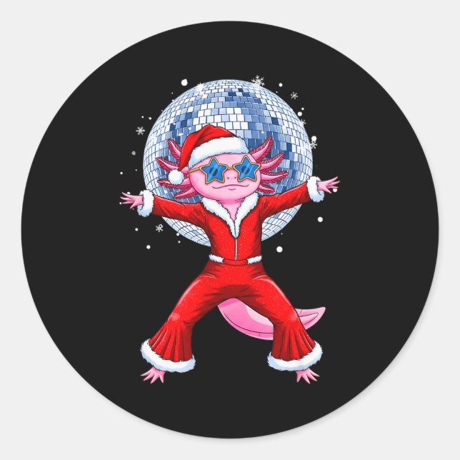 Disco Axolotl Christmas Santa Suit Funny Holiday 7 Classic Round Sticker (Front)