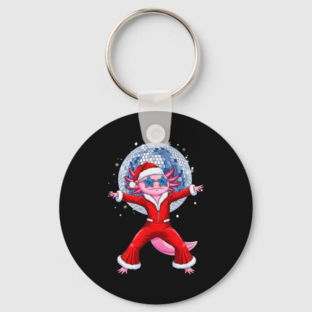 Disco Axolotl Christmas Santa Suit Funny Holiday 7 Key Ring (Front)