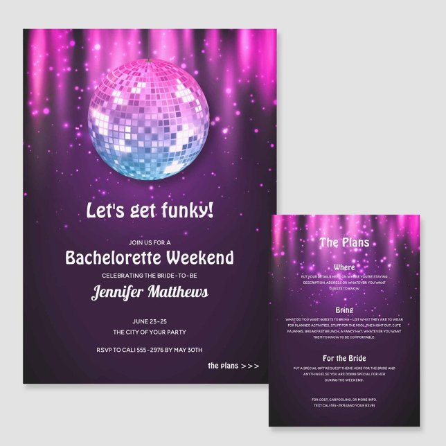 Disco Bachelorette Party Invitations (Creator Uploaded)
