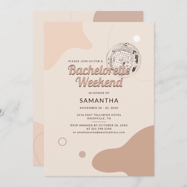 Disco Bachelorette Party Retro Weekend Itinerary Invitation (Front/Back)