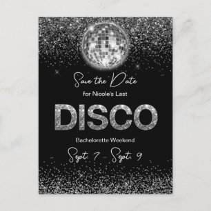 Disco Bachelorette Party Weekend Save The Date Postcard