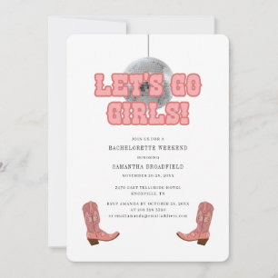 Disco Bachelorette Weekend Cow Girl Boots Invitation