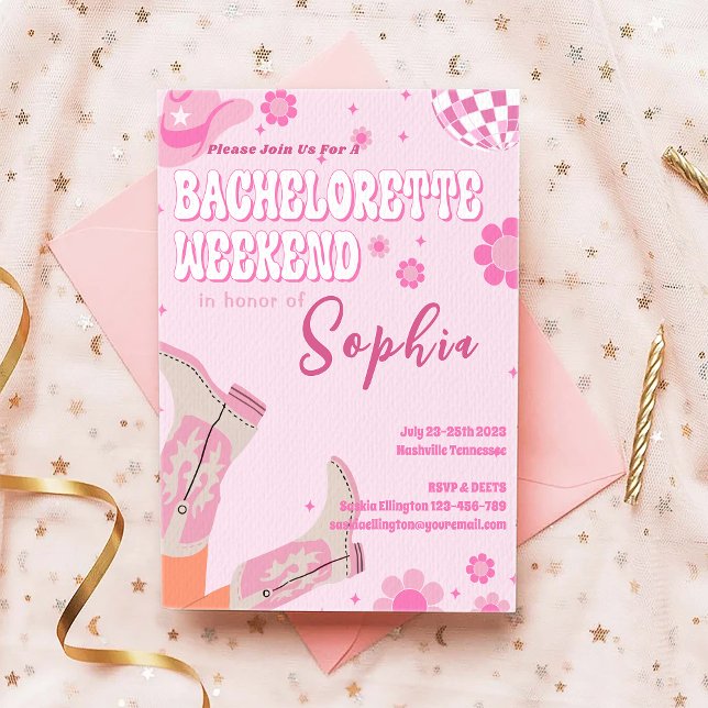 Disco Bachelorette Weekend Itinerary Invitation (Creator Uploaded)