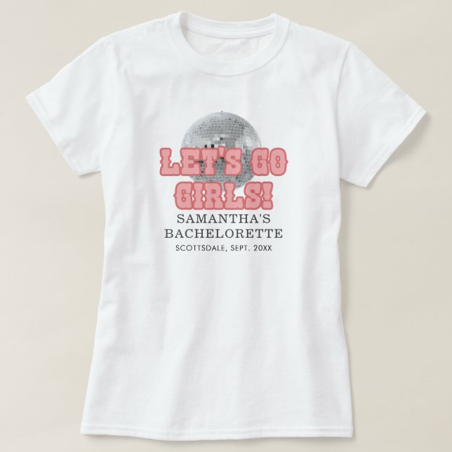 Disco Bachelorette Weekend Party Retro Custom T-Shirt (Design Front)