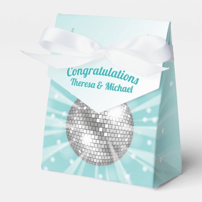 Disco Ball Baby Shower Blue Boy Favour Box (Front Side)