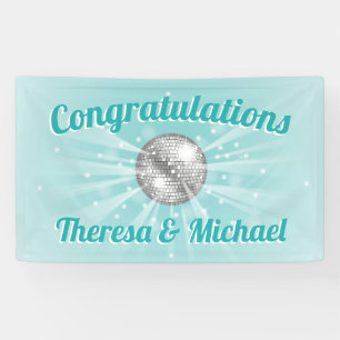 Disco Ball Baby Shower Groovy Blue Boy Banner