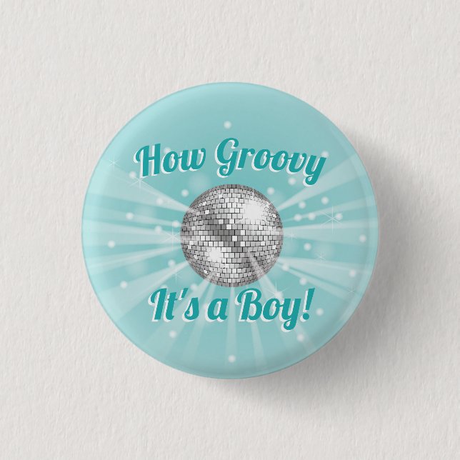 Disco Ball Baby Shower Groovy It's a Boy 3 Cm Round Badge (Front)